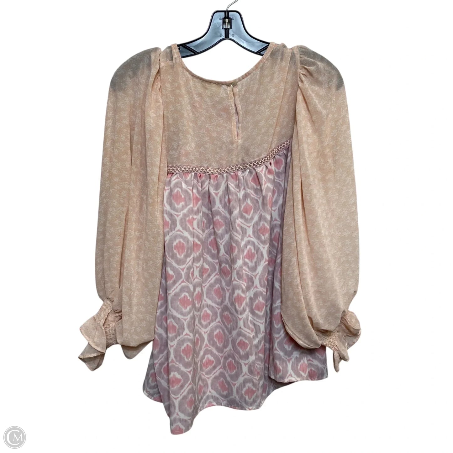Blouse Long Sleeve By Entro In Pink, Size: L