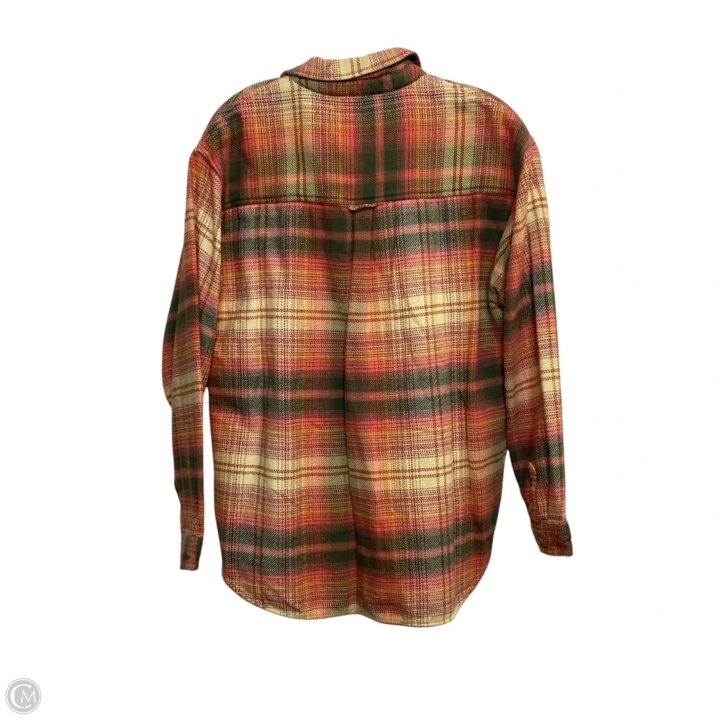 Top Long Sleeve By American Eagle In Green & Pink, Size: S