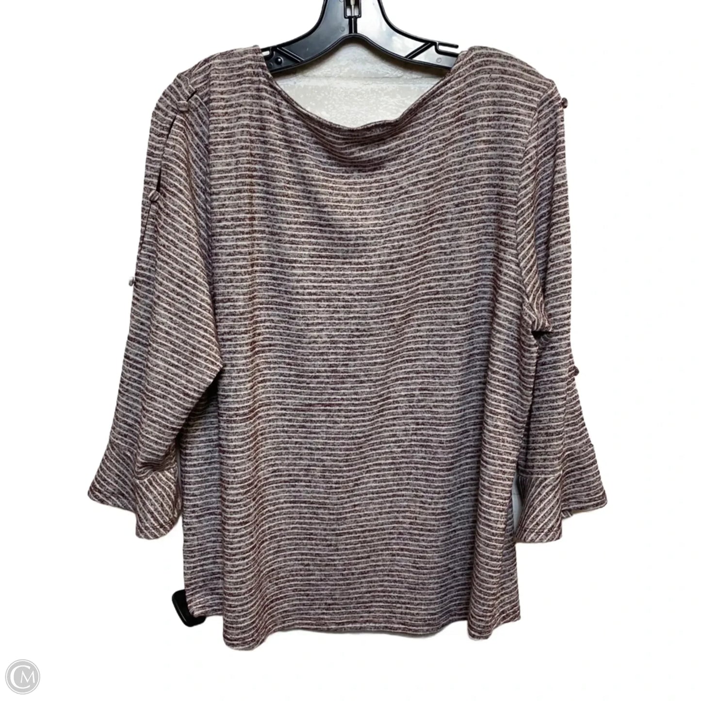 Top Long Sleeve By Liz Claiborne In Red & White, Size: Xl