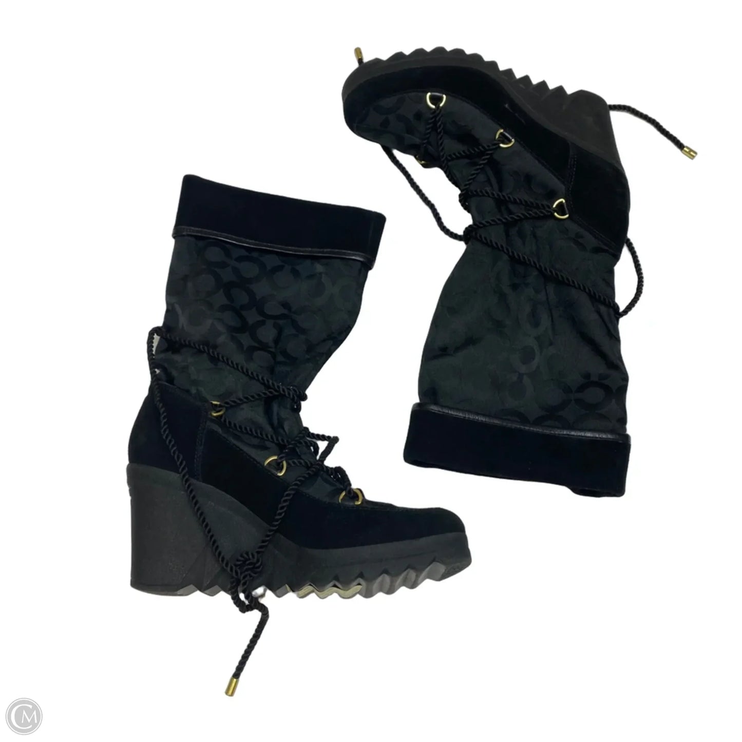 Boots Designer By Coach In Black, Size: 7.5