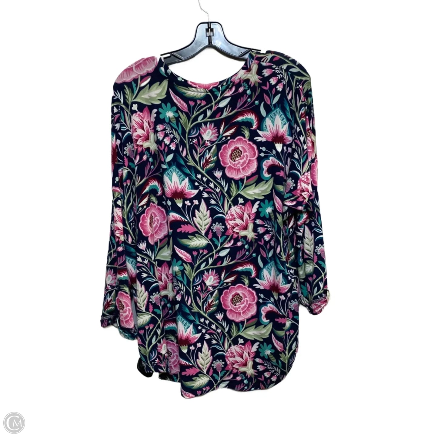 Top 3/4 Sleeve By Crown And Ivy In Blue & Pink, Size: Xl