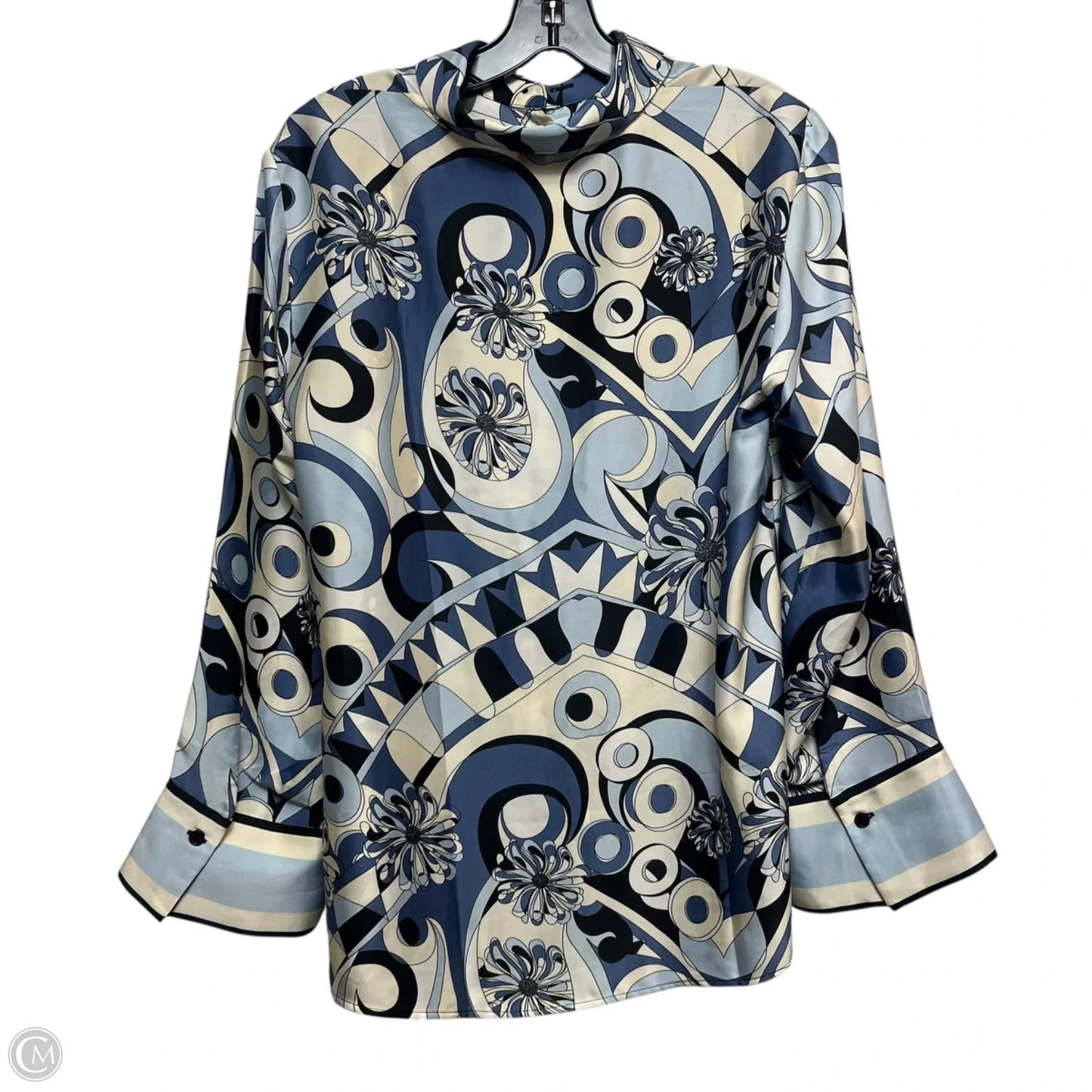 Top Long Sleeve By H&m In Blue & Cream, Size: S