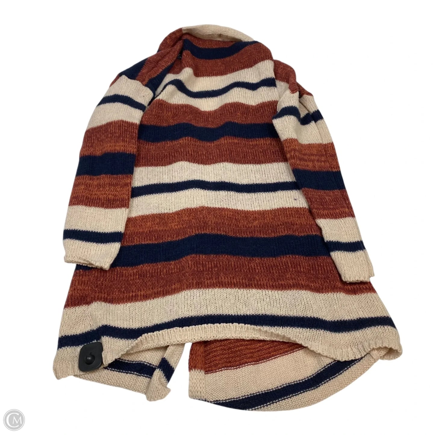 Sweater Cardigan By Knox Rose In Blue & Red & White, Size: L