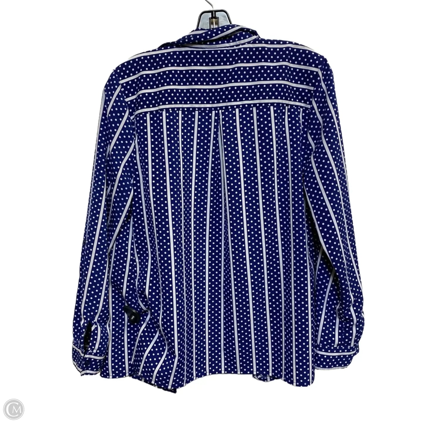 Top Long Sleeve By Kim Rogers In Blue & White, Size: M