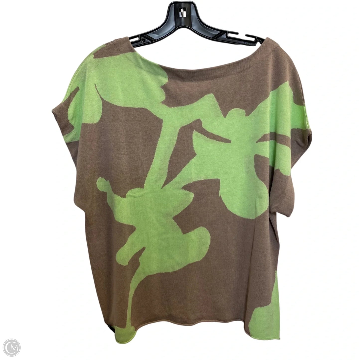 Top Short Sleeve Designer By Diane Von Furstenberg In Brown & Green, Size: S