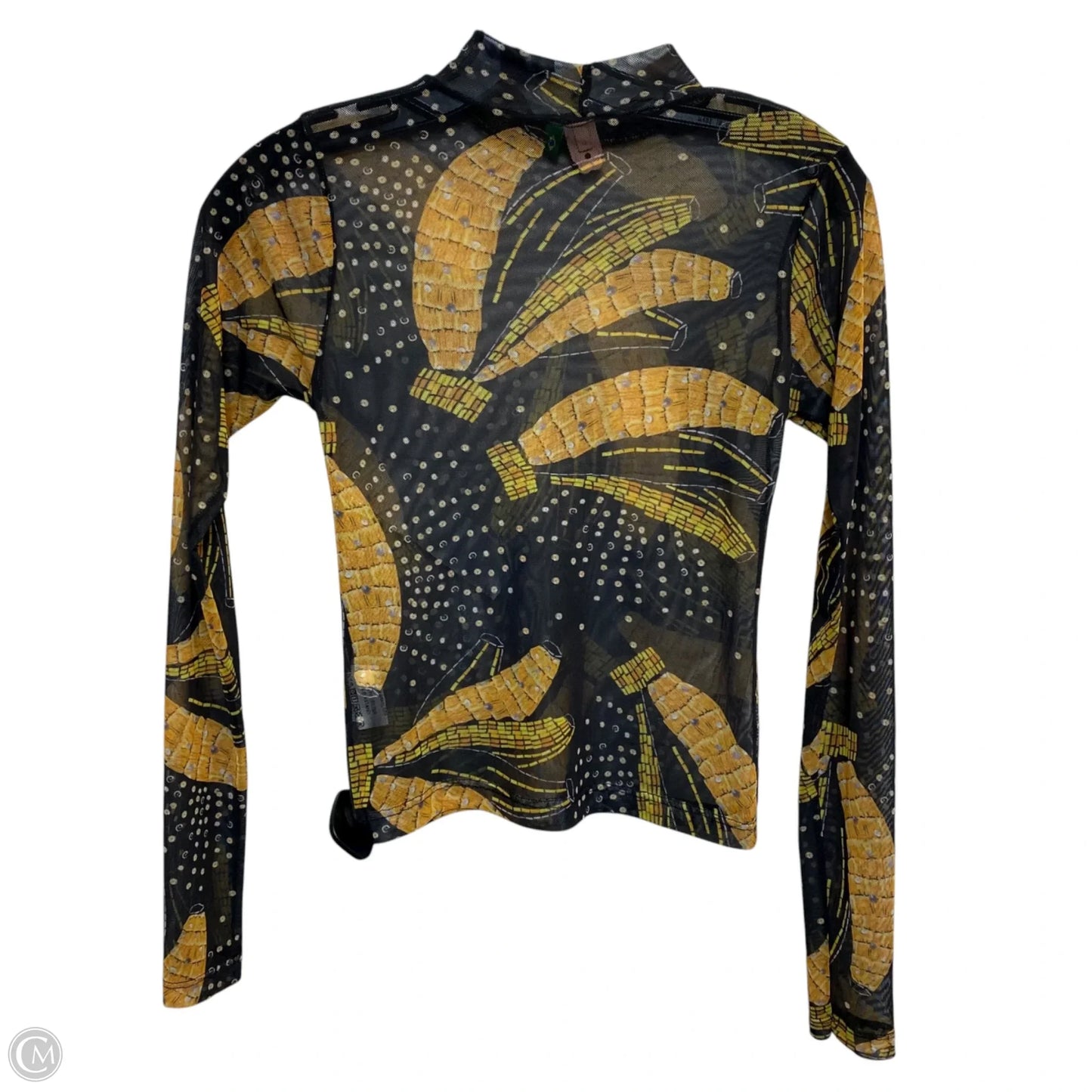 Top Long Sleeve Designer By Farm Rio In Black & Yellow, Size: S