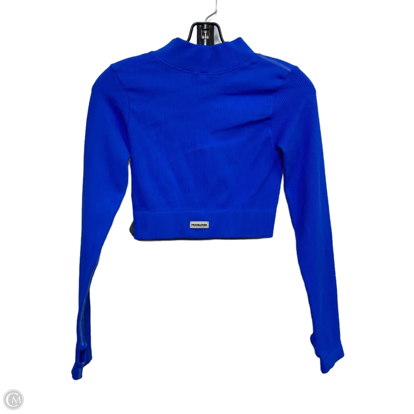Athletic Top Long Sleeve Collar By Mooslover In Blue, Size: M
