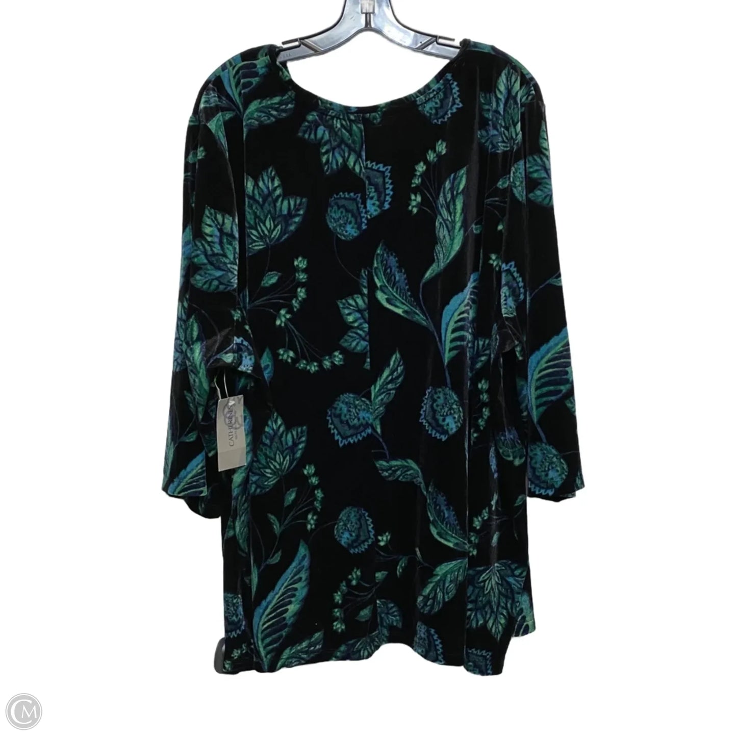 Top 3/4 Sleeve By Catherines In Black & Green, Size: 4x