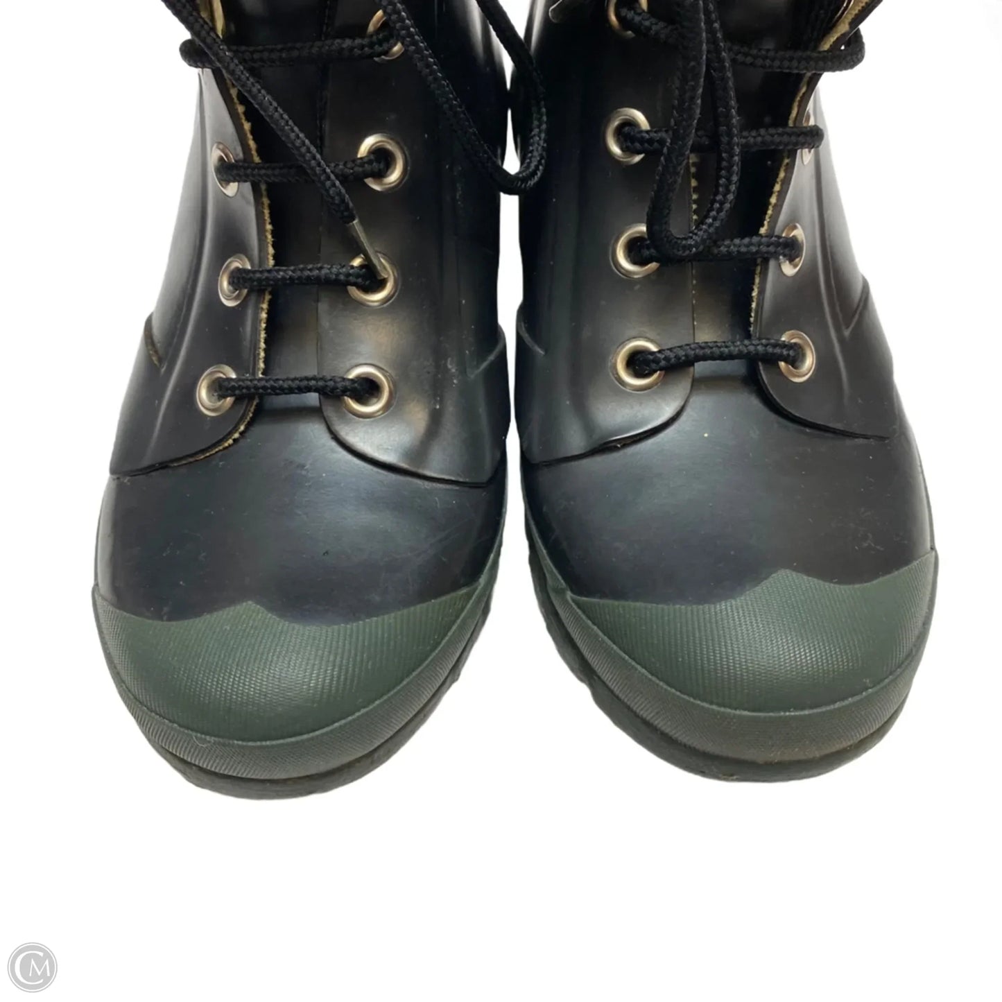 Boots Designer By Hunter In Black & Green, Size: 5