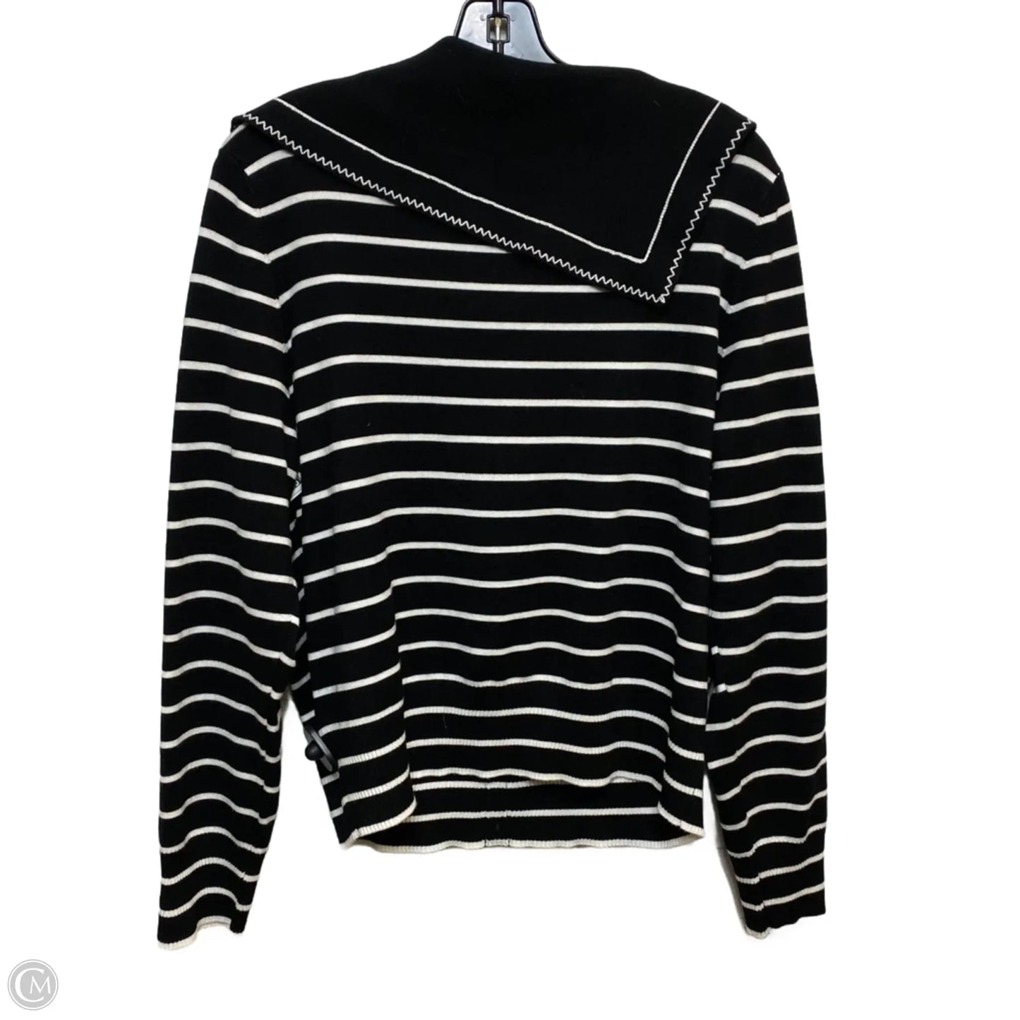 Sweater By Adrianna Papell In Black & White, Size: L