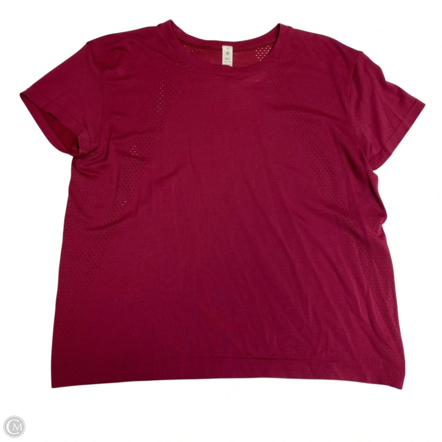 Athletic Top Short Sleeve By Lululemon In Red, Size: M