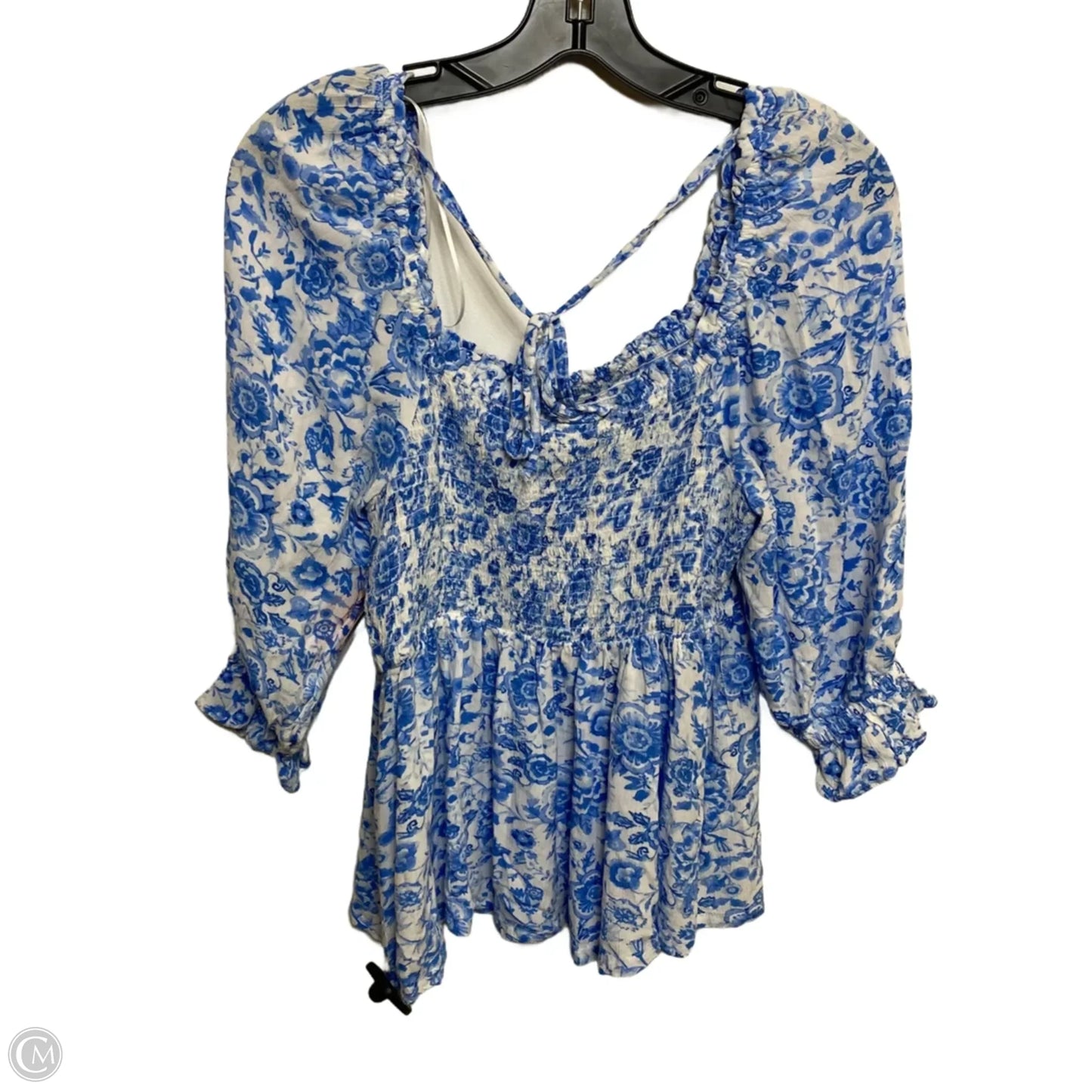 Top 3/4 Sleeve By Crown And Ivy In Blue & White, Size: M