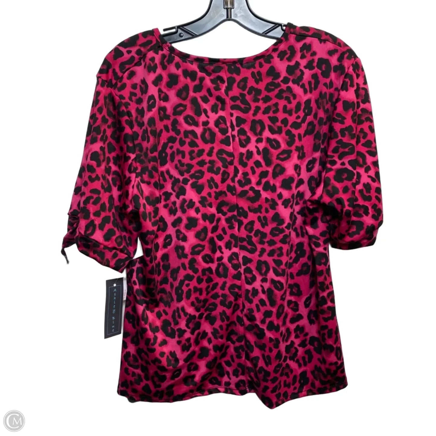 Top Short Sleeve By Ashley Blue In Black & Pink, Size: 1x