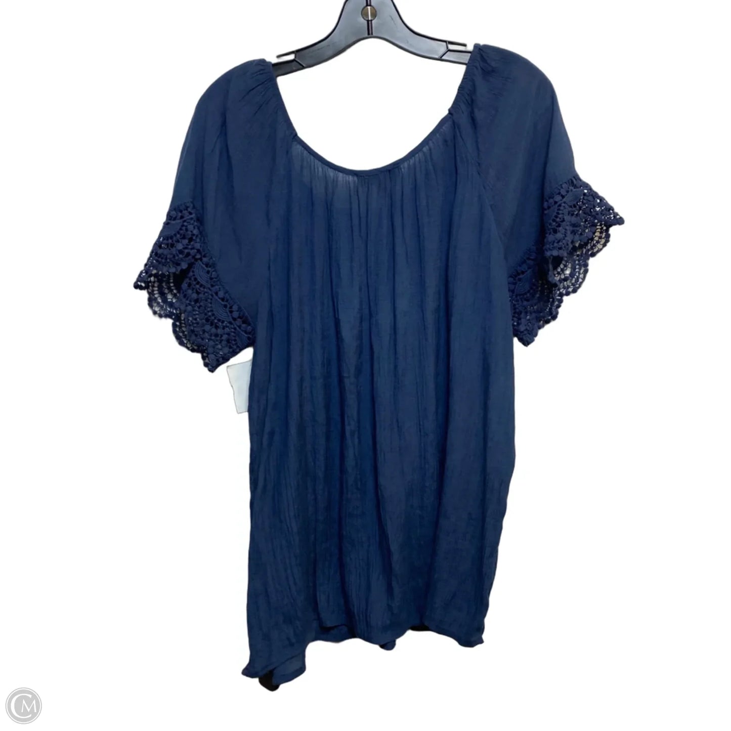 Top Short Sleeve By Melissa Paige In Blue, Size: Xl