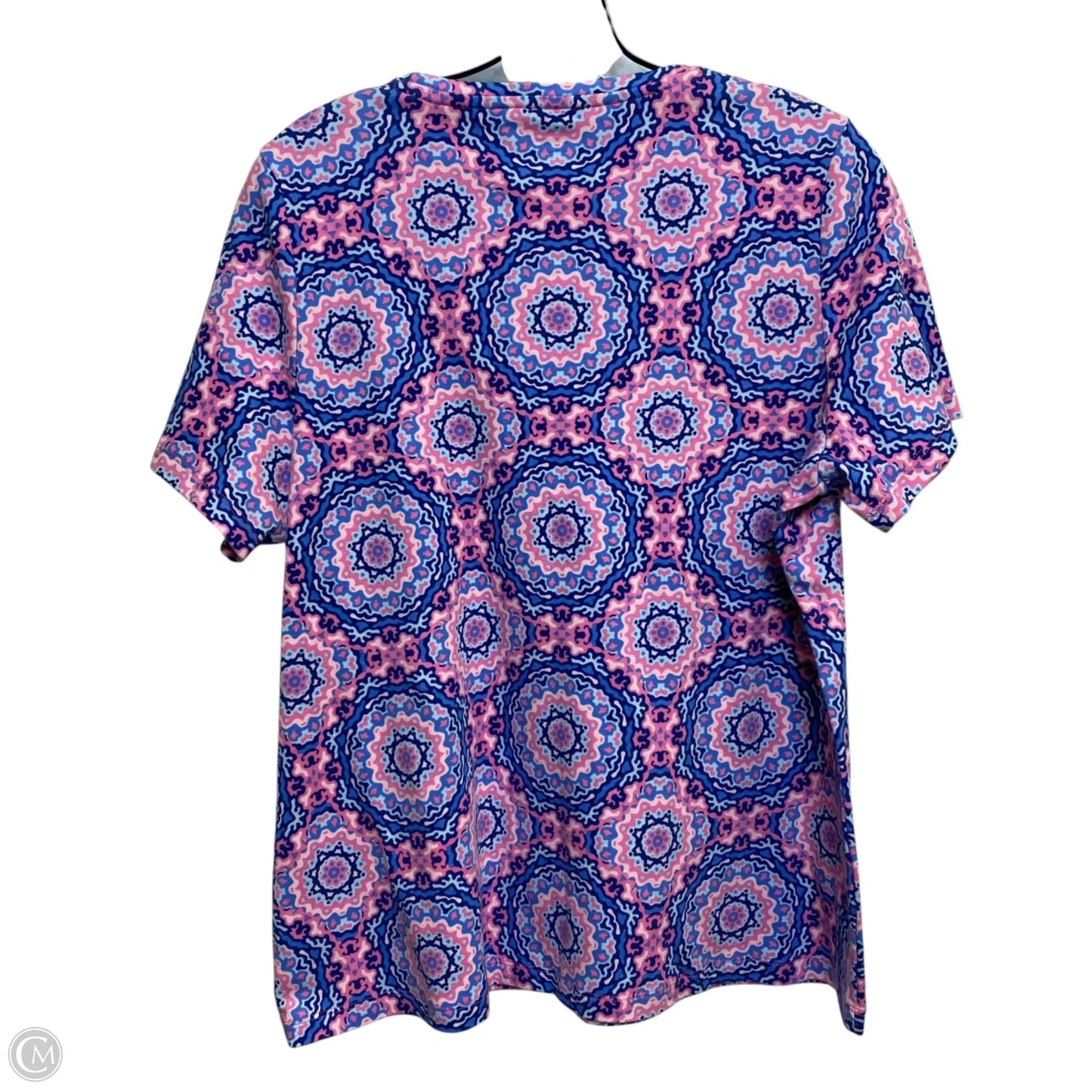 Top Short Sleeve By Kim Rogers In Blue & Pink, Size: Xl