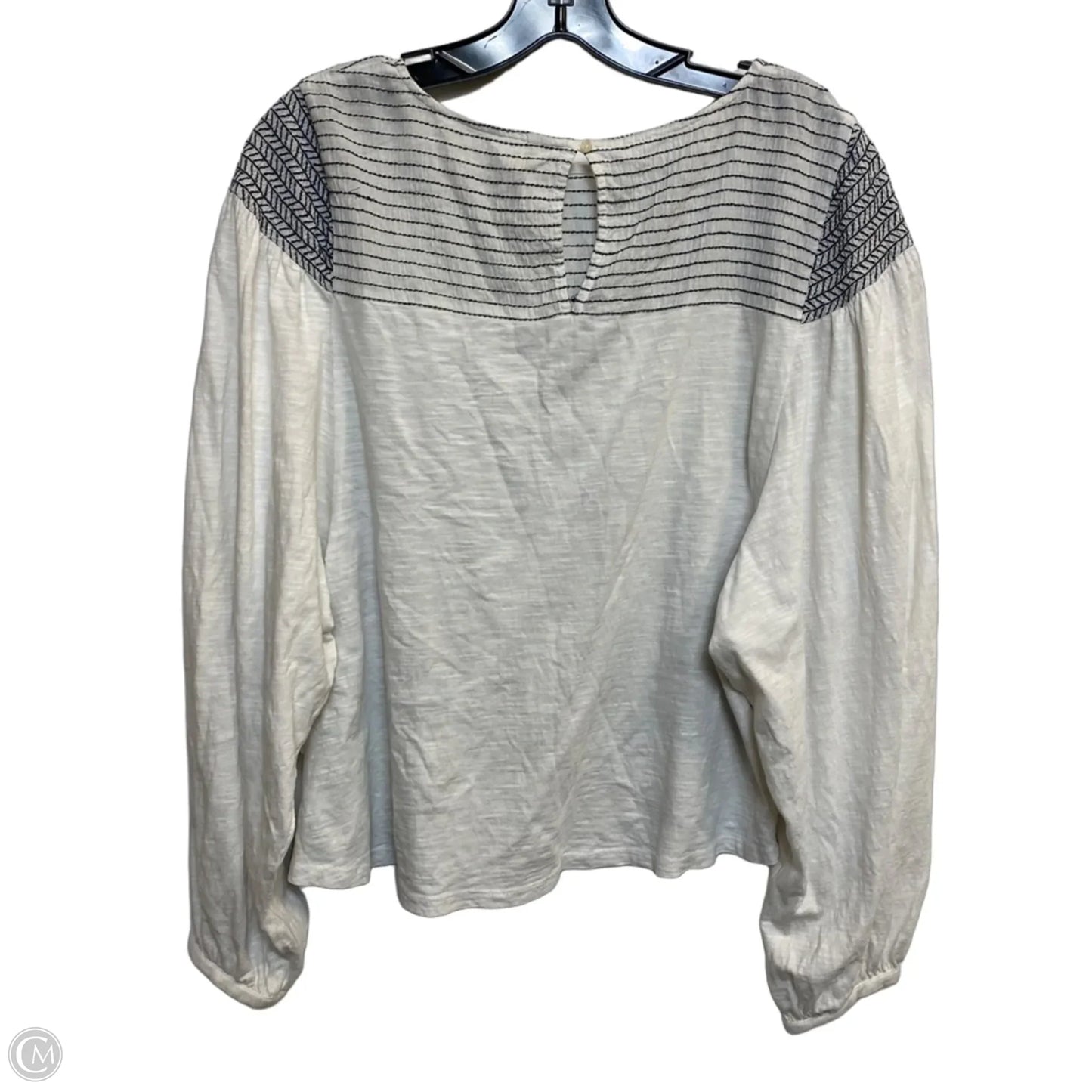 Top Long Sleeve By Anthropologie In Grey & White, Size: M