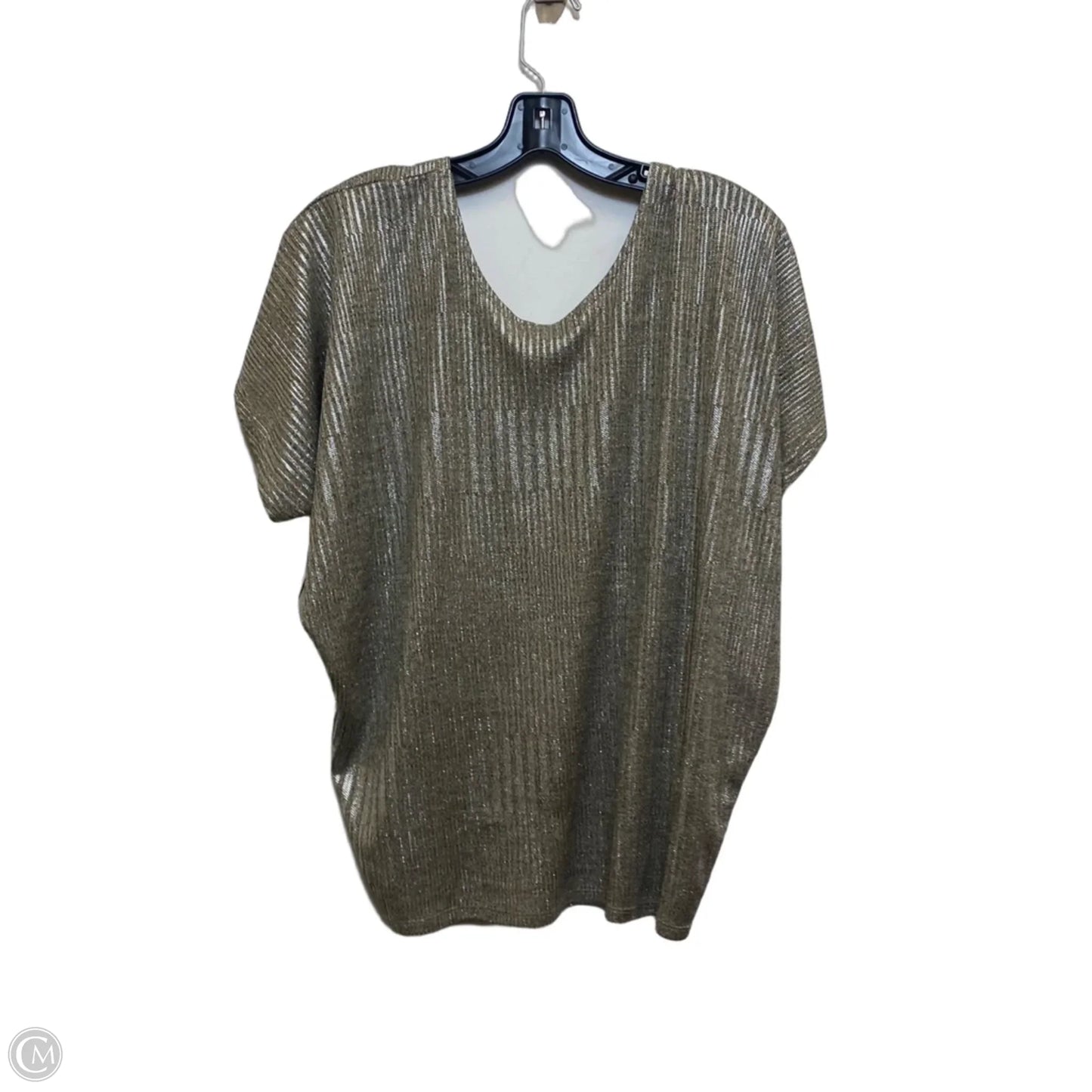 Top Short Sleeve By Kim & Cami In Silver & Tan, Size: L