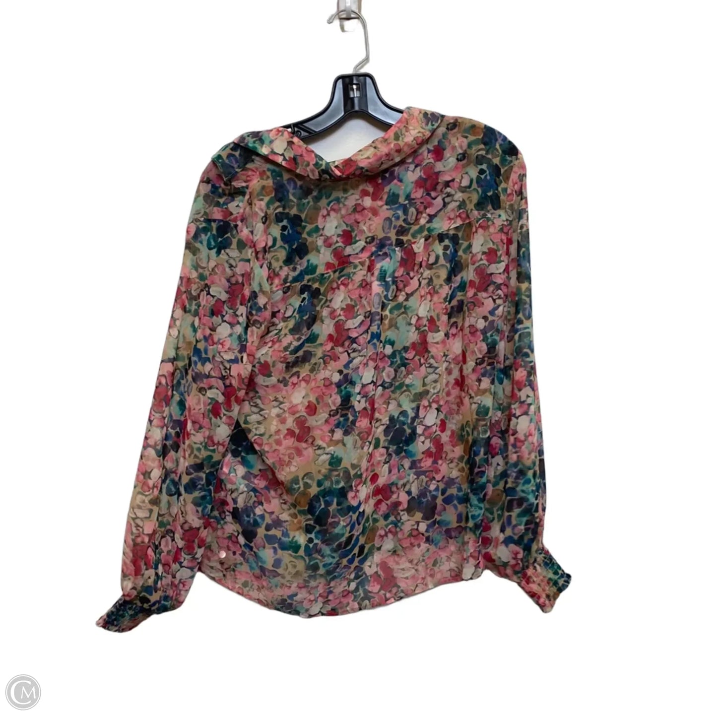 Blouse Long Sleeve By Chicos In Green & Pink, Size: M