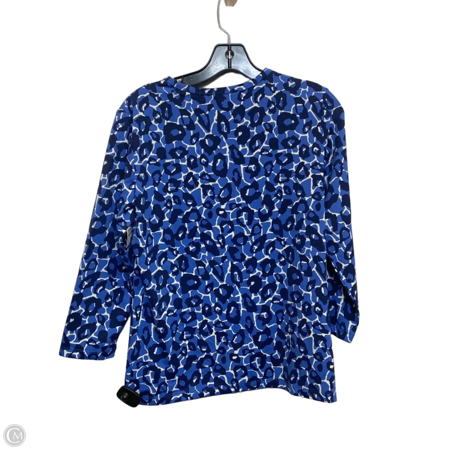 Top 3/4 Sleeve By J Mclaughlin In Blue & White, Size: M
