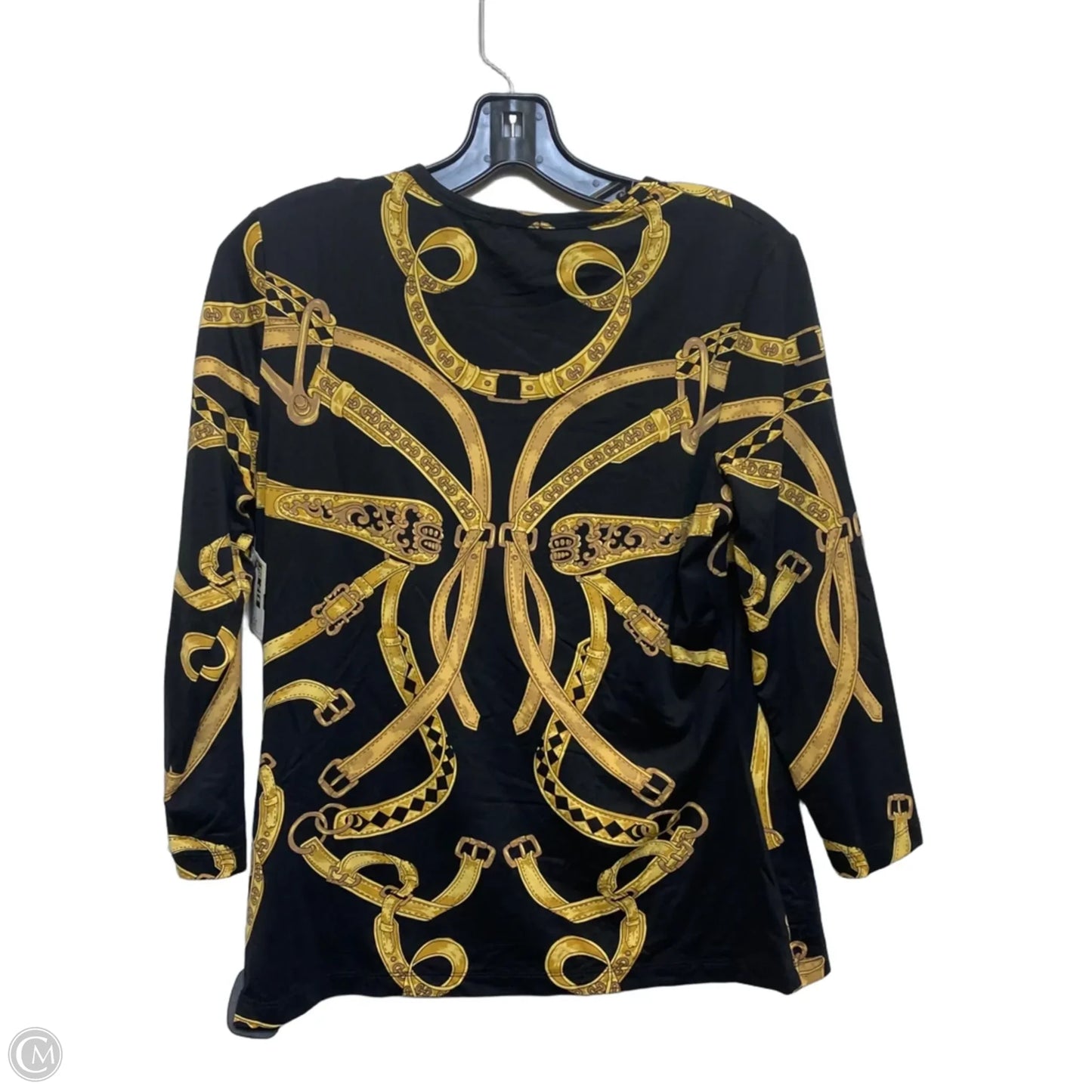Top 3/4 Sleeve By J Mclaughlin In Black & Brown, Size: M