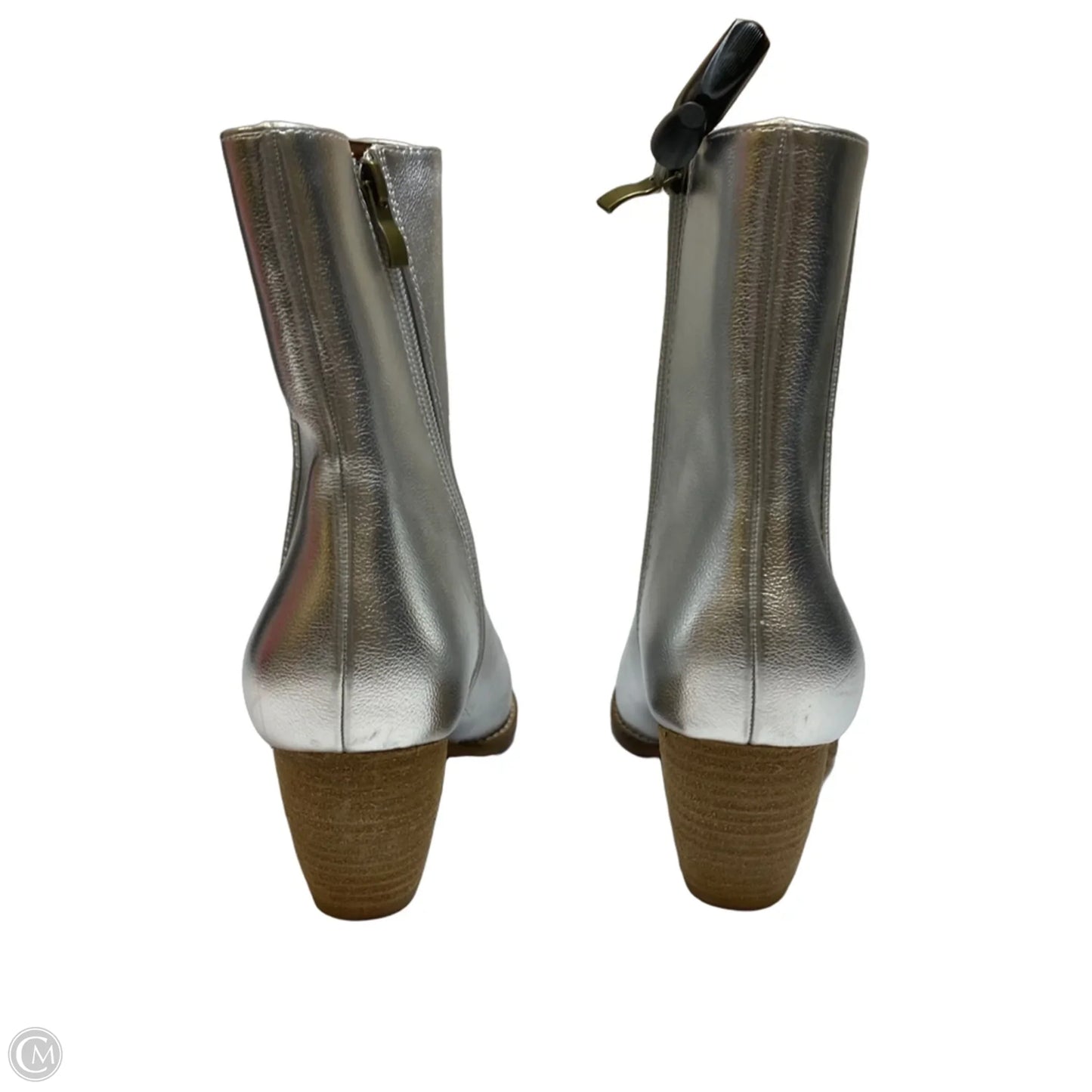 Boots Ankle Heels By Beast Fashion In Silver, Size: 8