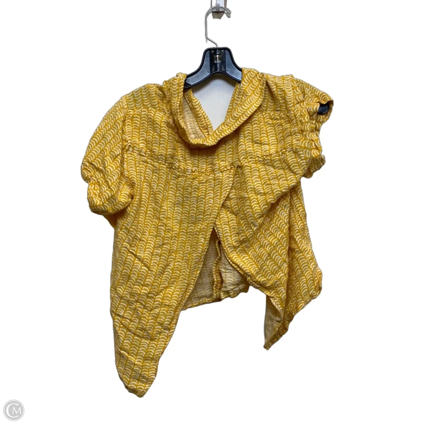 Top Short Sleeve By Maeve In White & Yellow, Size: S