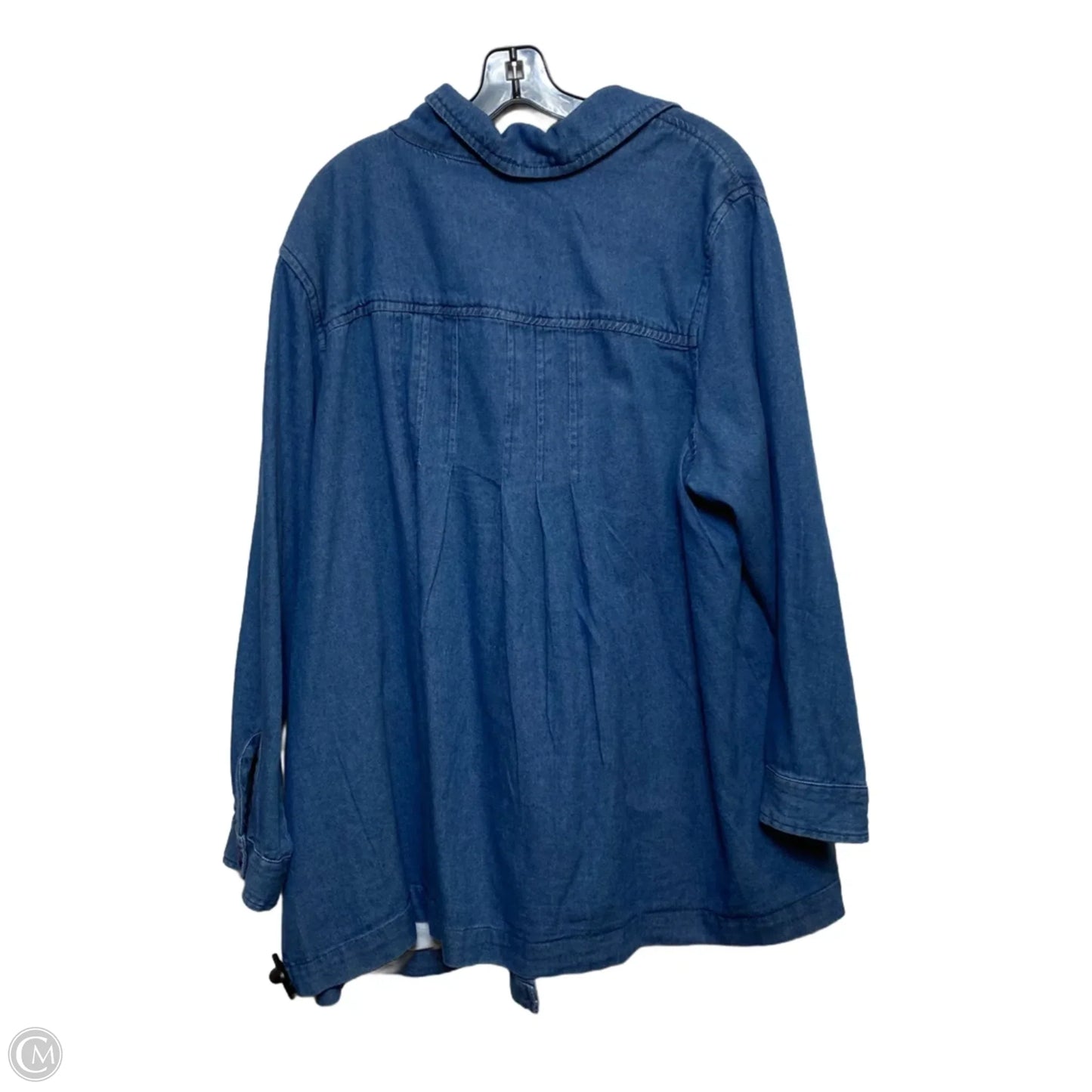 Jacket Shirt By Woman Within In Blue Denim, Size: 1x