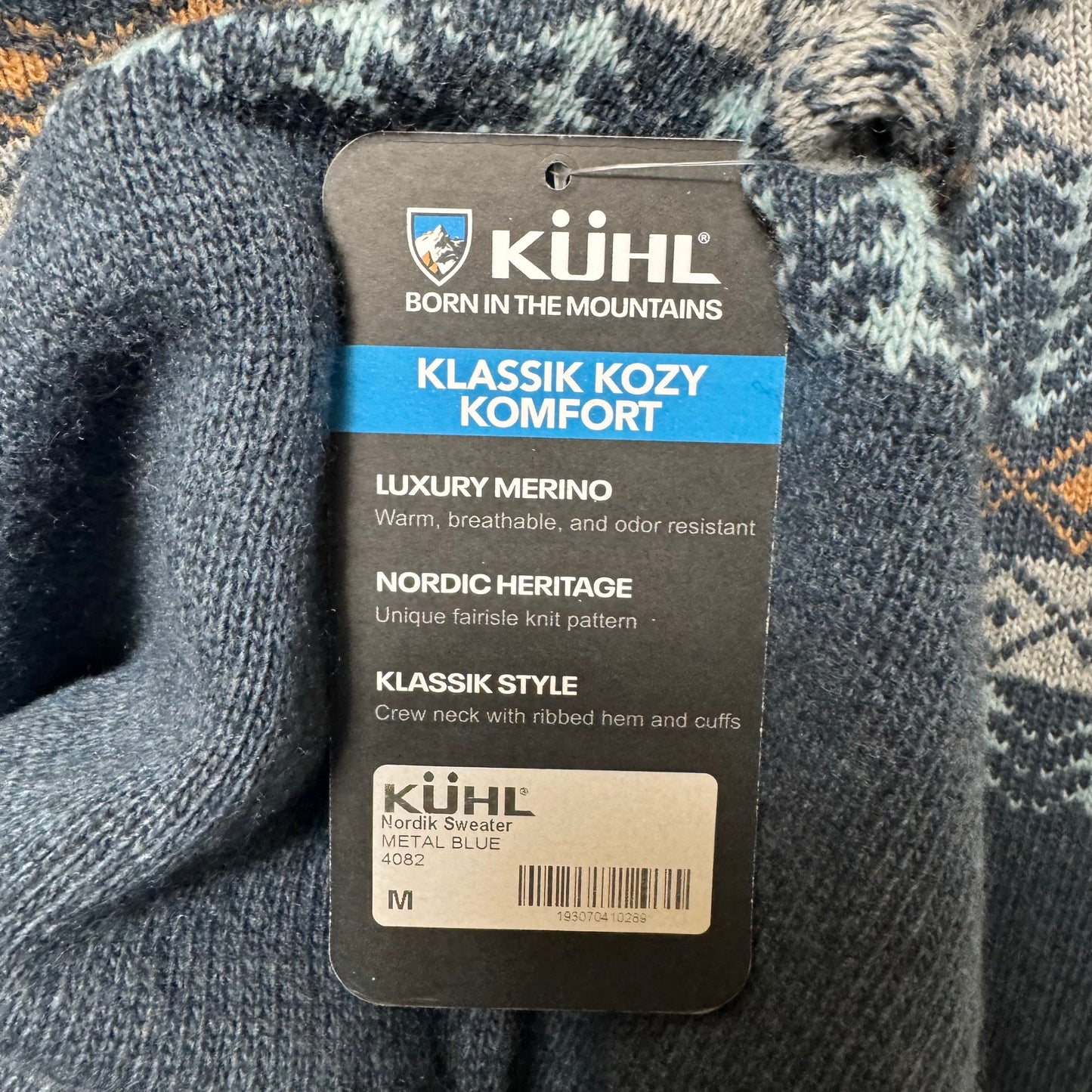 Klassik Kozy Komfort Crewneck Sweater Ribbed Hem and Cuffs By Kuhl In Metal Blue, Size: M