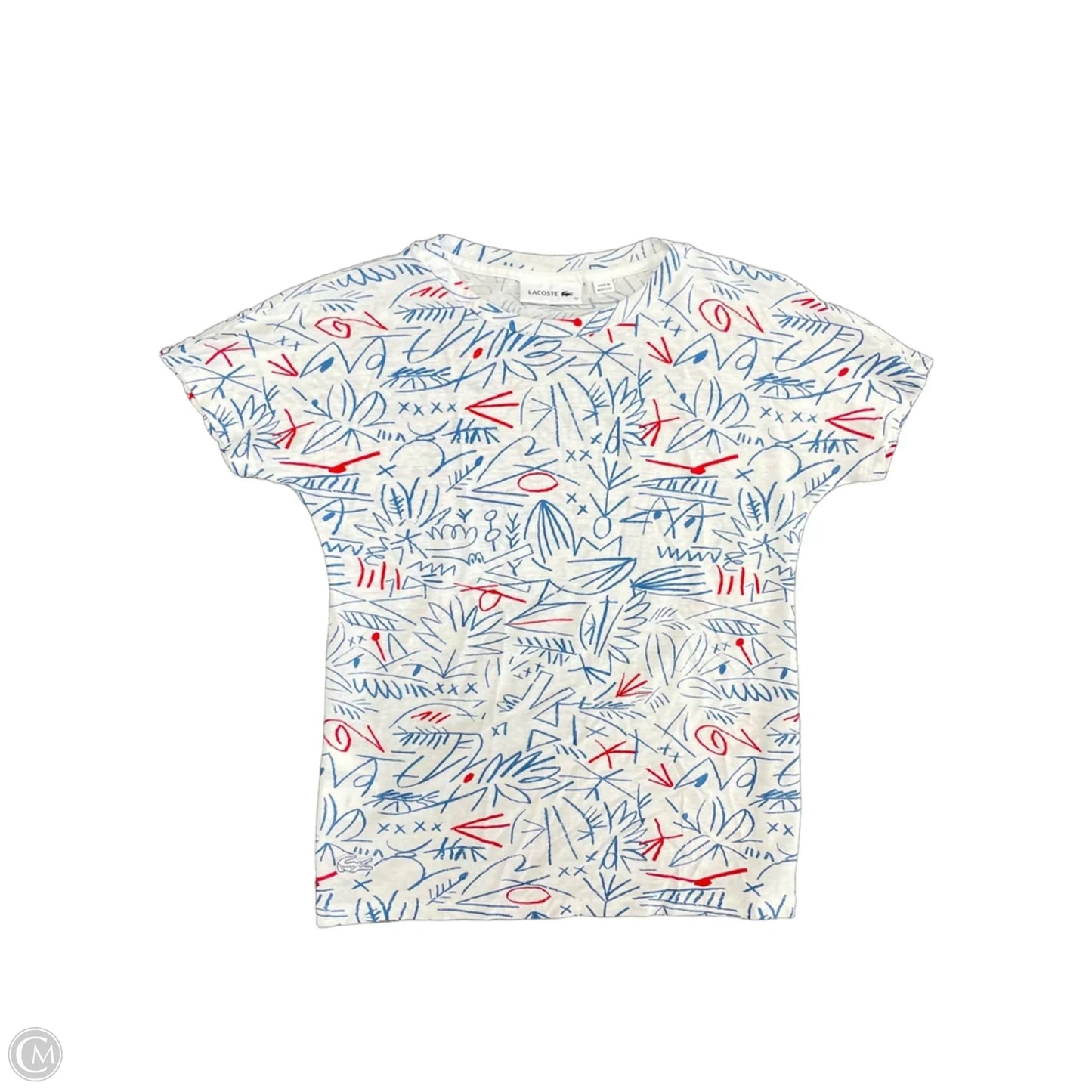 Top Short Sleeve By Lacoste In Blue & White, Size: 2