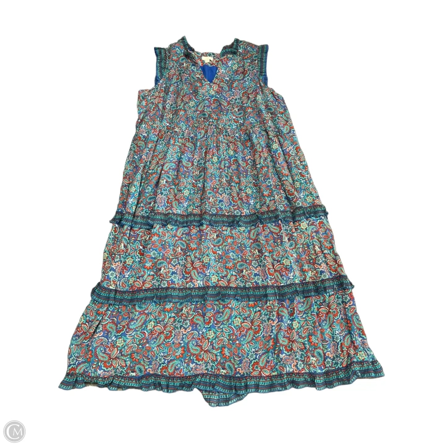Dress Casual Maxi By J. Jill In Blue & Orange, Size: Xl