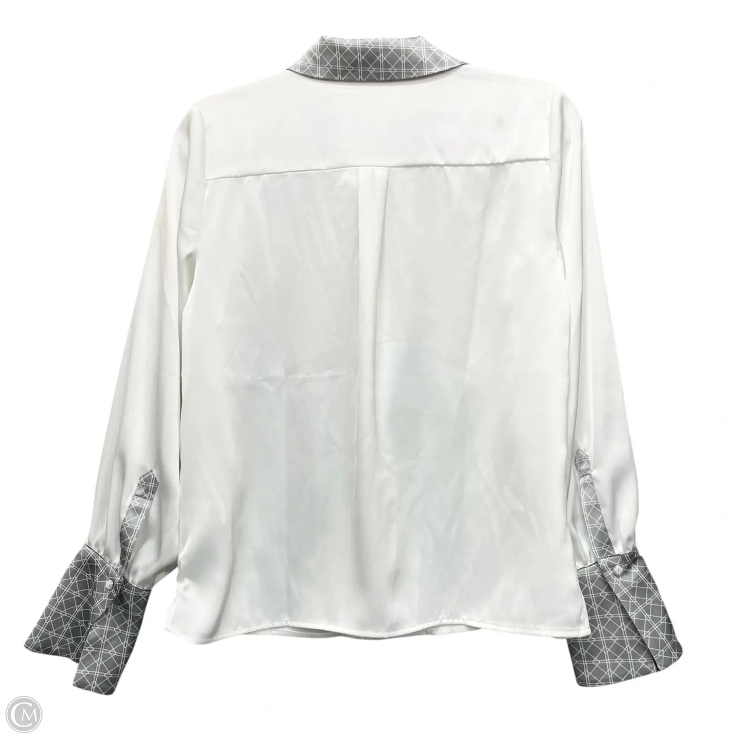 Blouse Long Sleeve By Halogen In Grey & White, Size: Xs