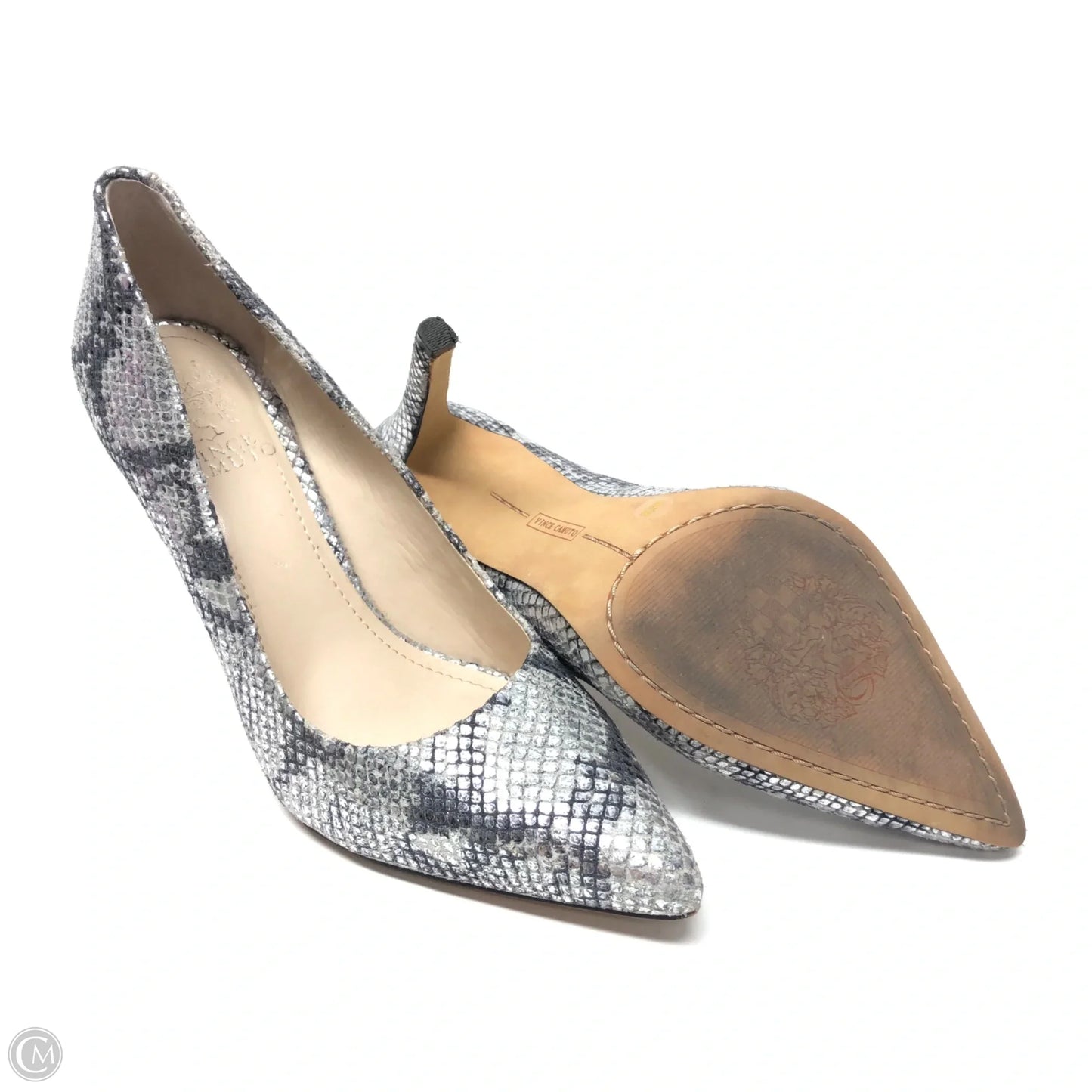Shoes Heels Stiletto By Vince Camuto In Silver, Size: 8
