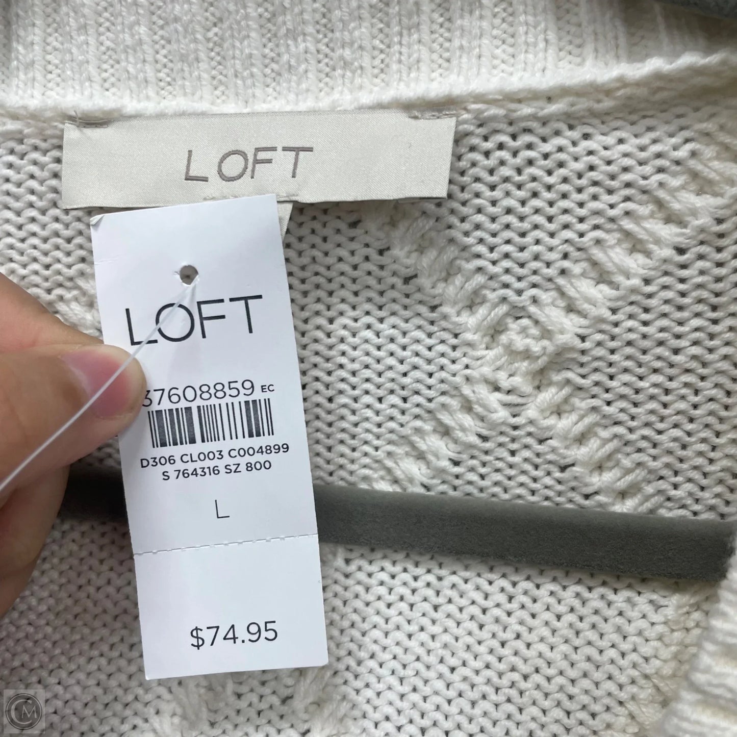 Sweater By Loft In Ivory, Size: L