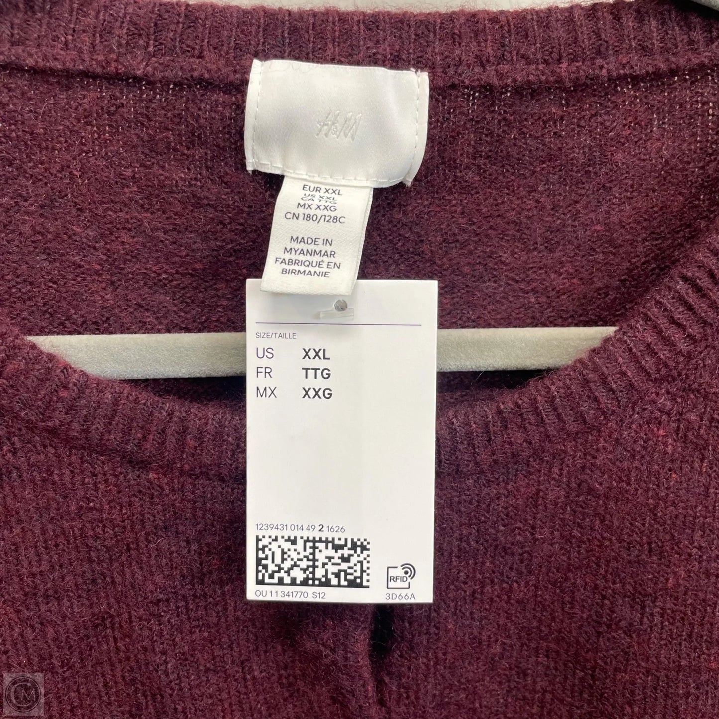 Sweater Cardigan By H&m In Maroon, Size: Xxl