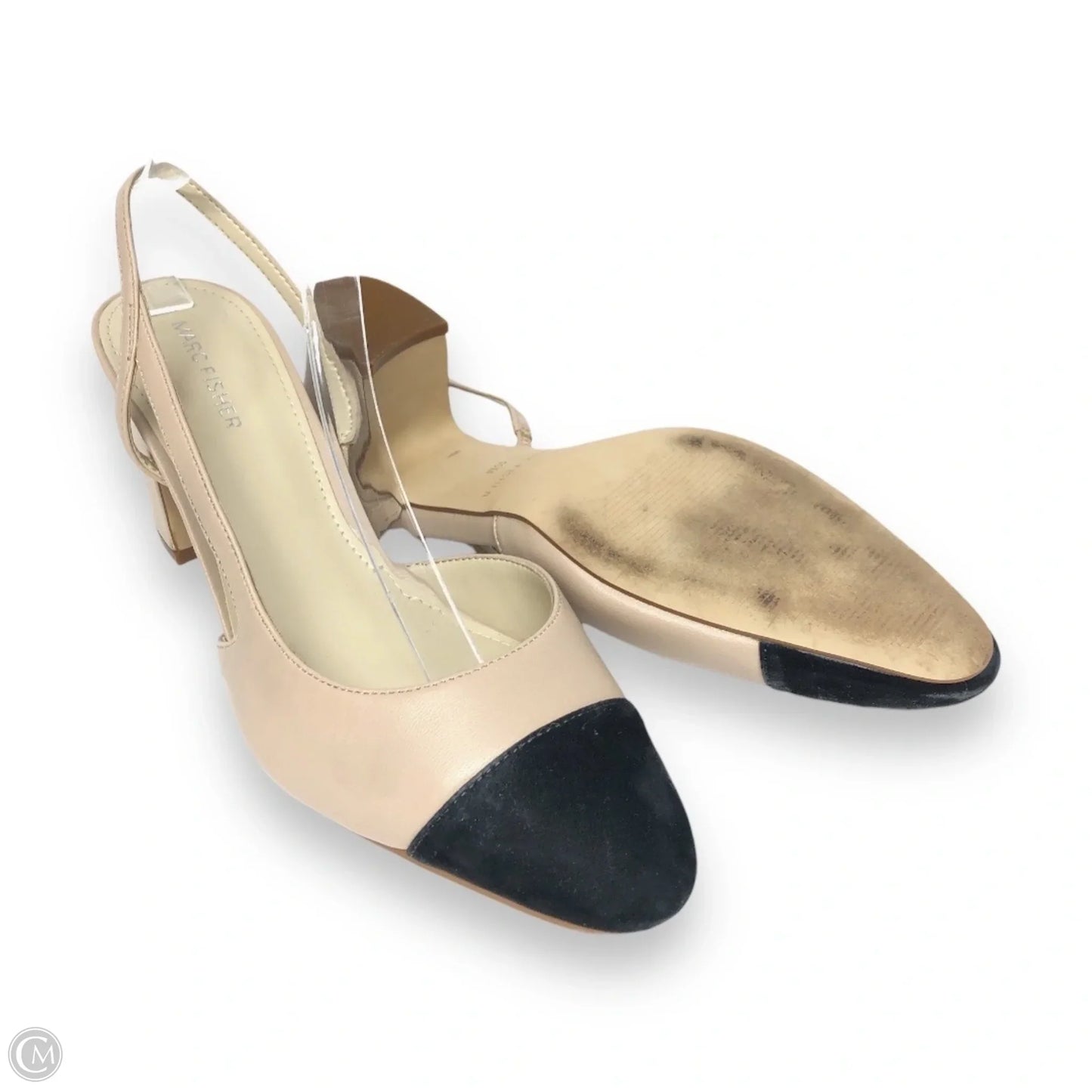 Shoes Heels Block By Marc Fisher In Black & Tan, Size: 10