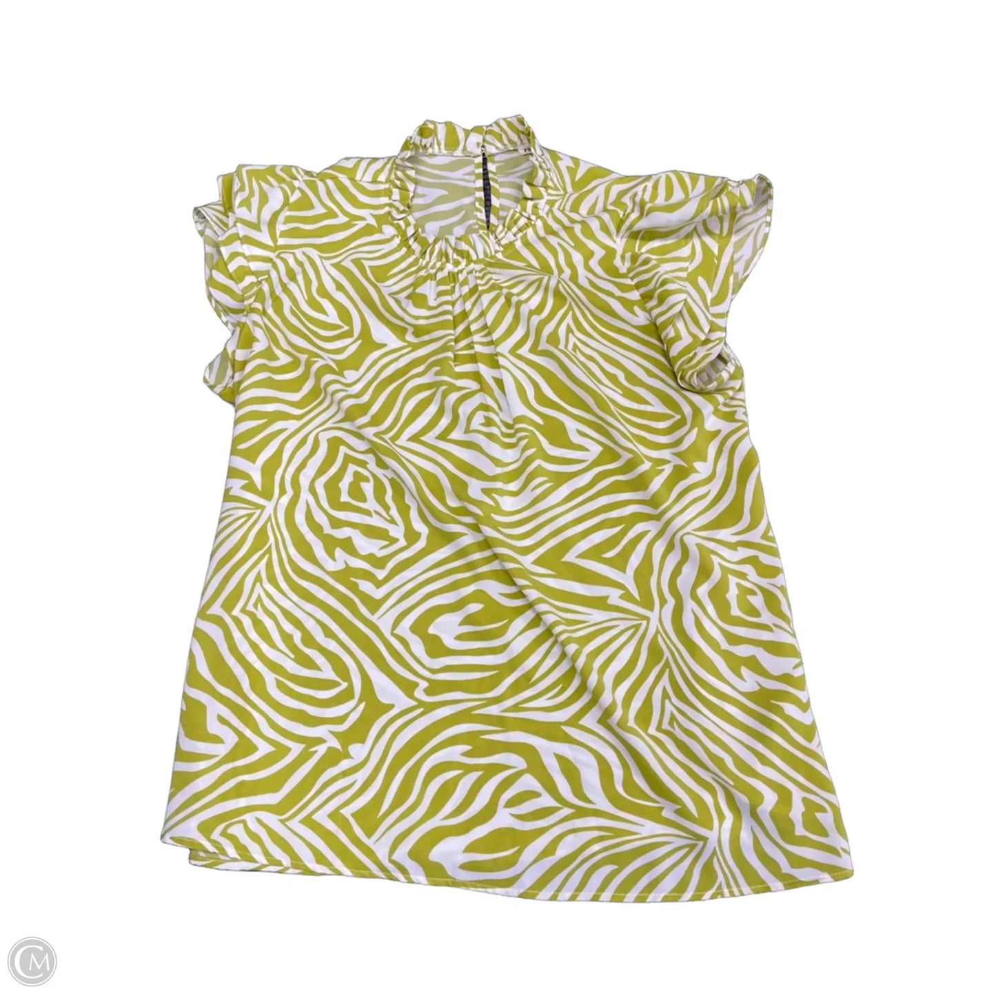 Blouse Short Sleeve By Jodifl In Green & White, Size: 1x