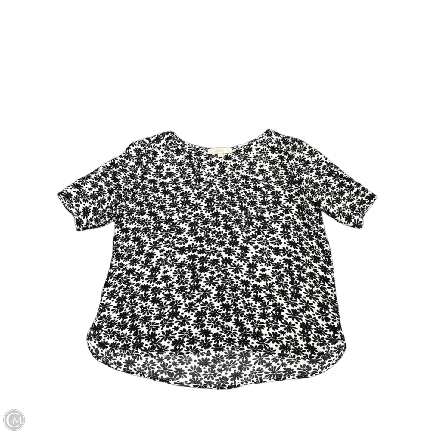 Top Short Sleeve By Loft In Black & White, Size: S