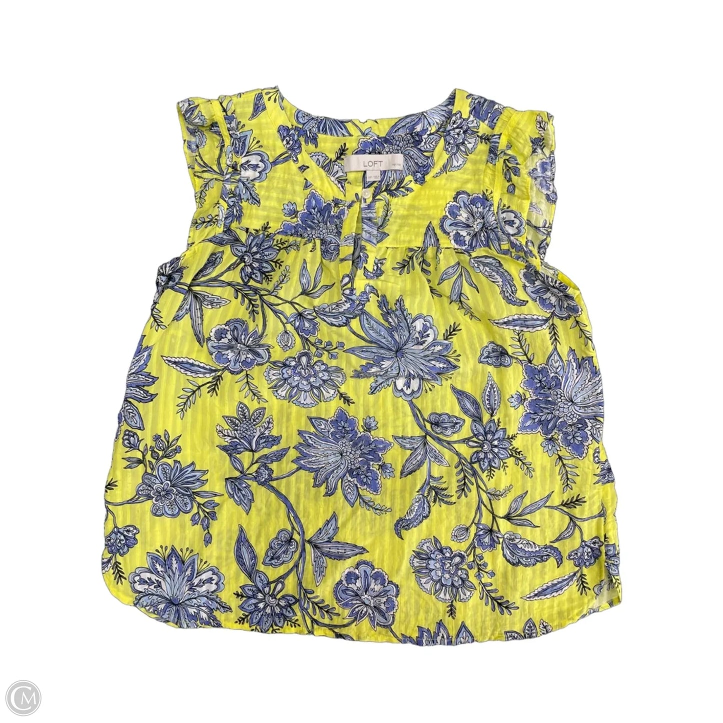 Top Short Sleeve By Loft In Blue & Yellow, Size: Mp