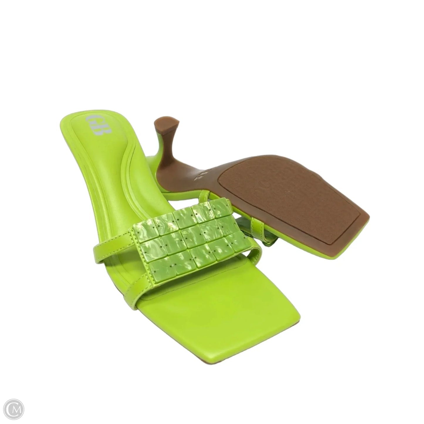 Sandals Heels Kitten By Gb In Green, Size: 7