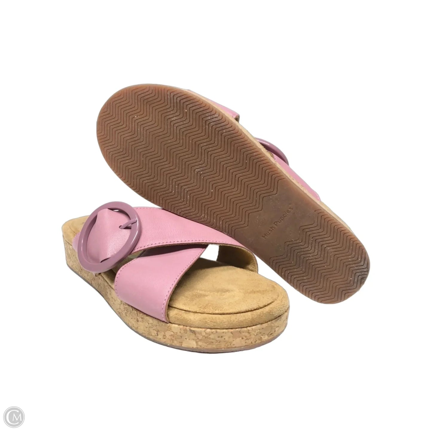 Sandals Heels Wedge By Hush Puppies In Pink & Purple, Size: 8
