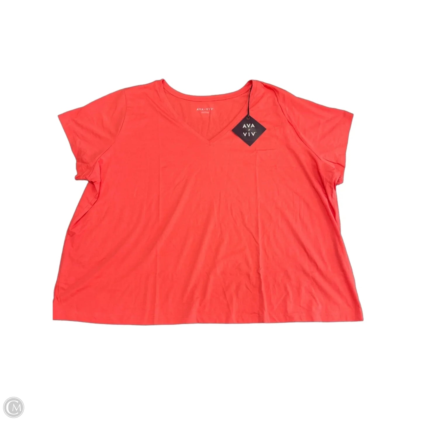 Top Short Sleeve Basic By Ava & Viv In Coral, Size: 4x