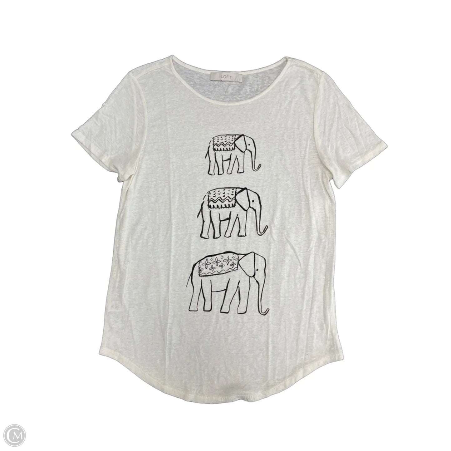 Top Short Sleeve Basic By Loft In Beige, Size: M