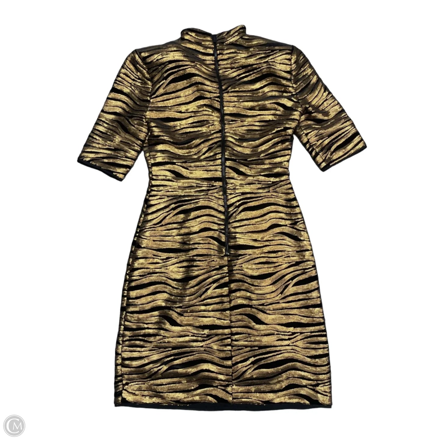 Dress Designer By Alice + Olivia In Black & Gold, Size: 0