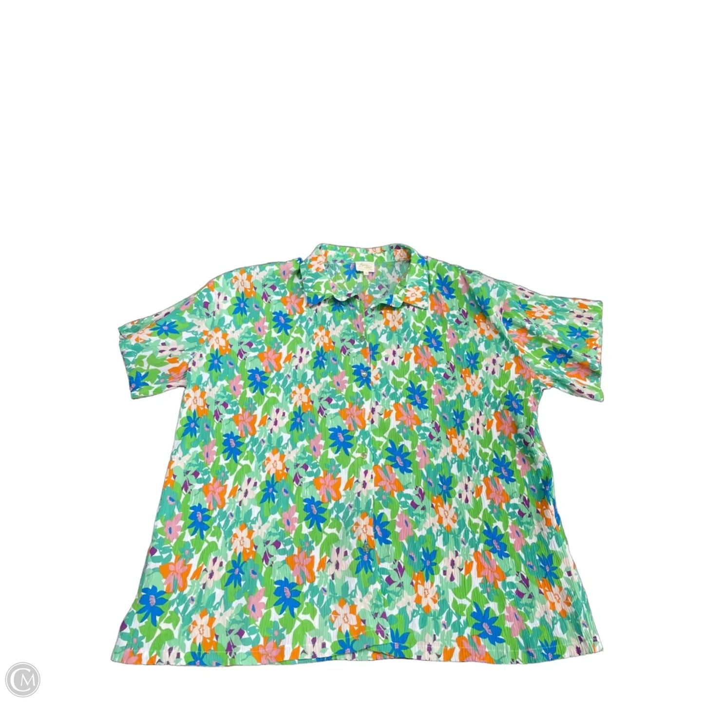 Top Short Sleeve By Cmc In Floral Print, Size: 2x
