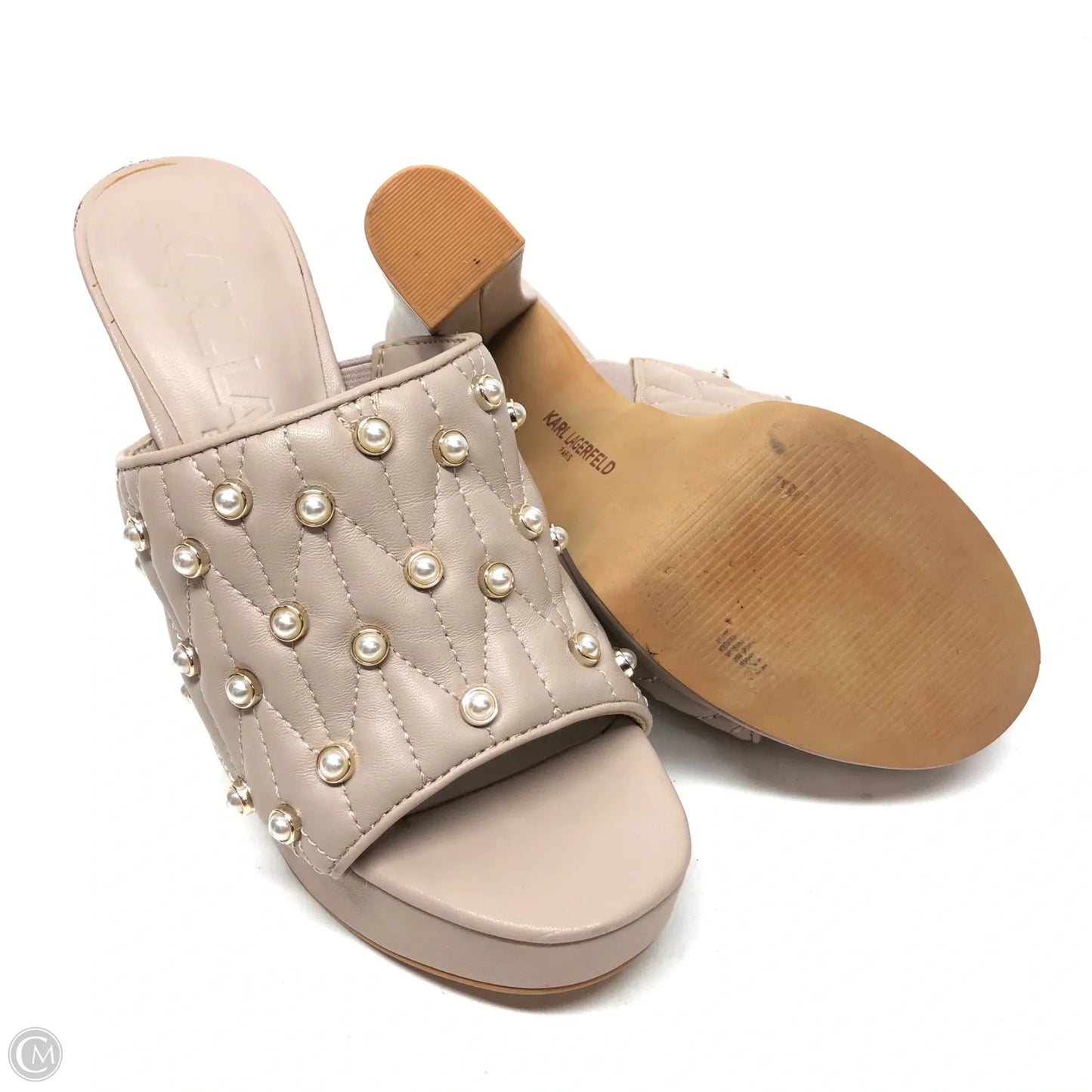 Sandals Designer By Karl Lagerfeld In Beige, Size: 6