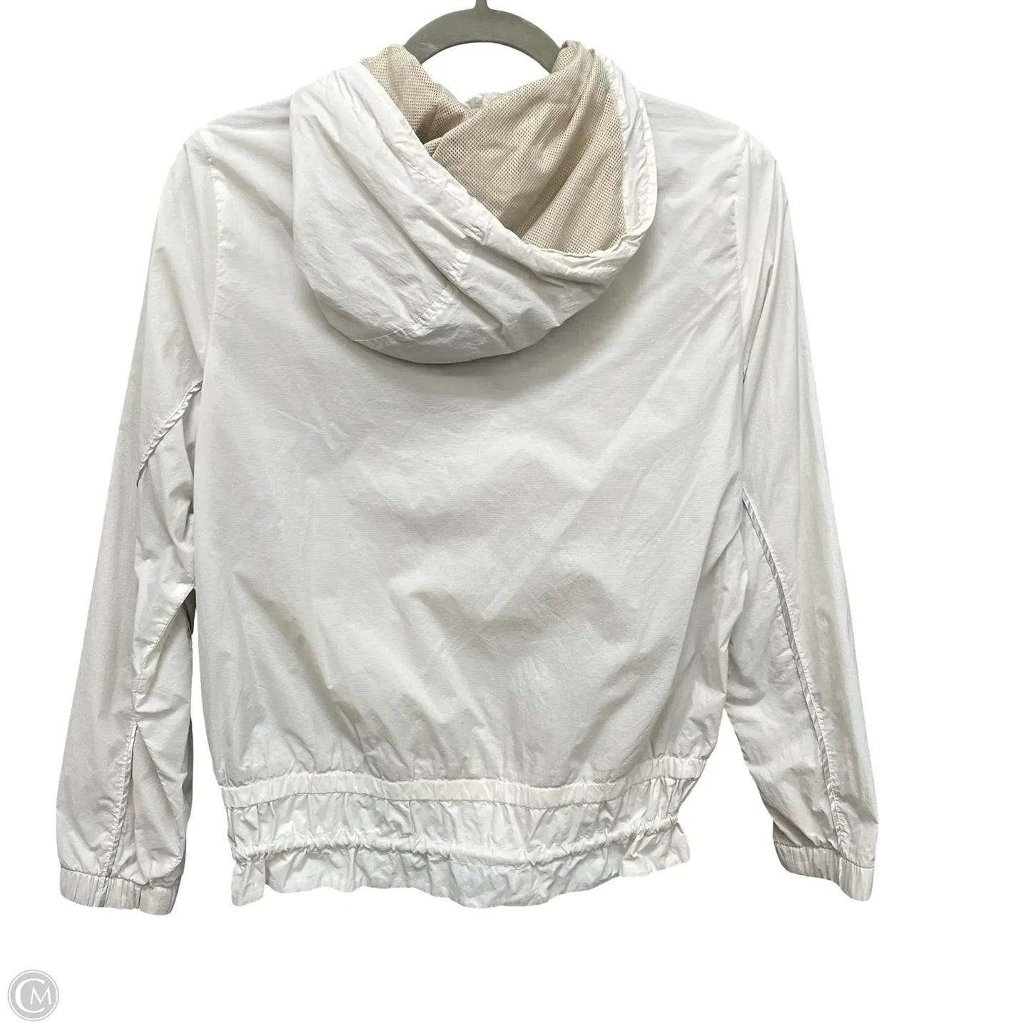 Jacket Windbreaker By Abercrombie And Fitch In Tan & White, Size: S