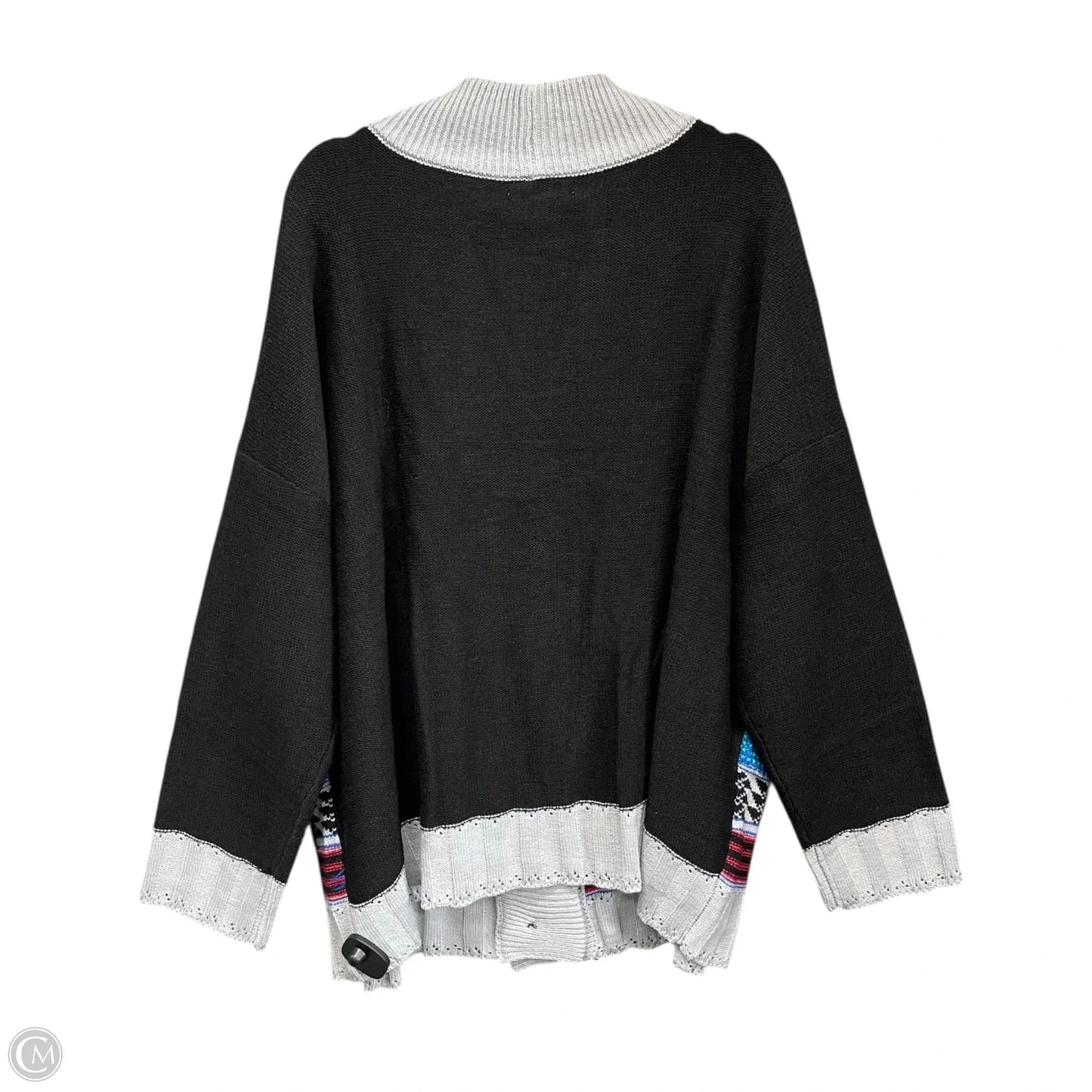 Sweater Cardigan By Woman Within In Black & Grey, Size: 3x