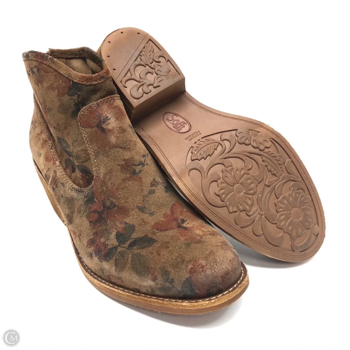 Boots Ankle Heels By Sofft In Brown, Size: 7