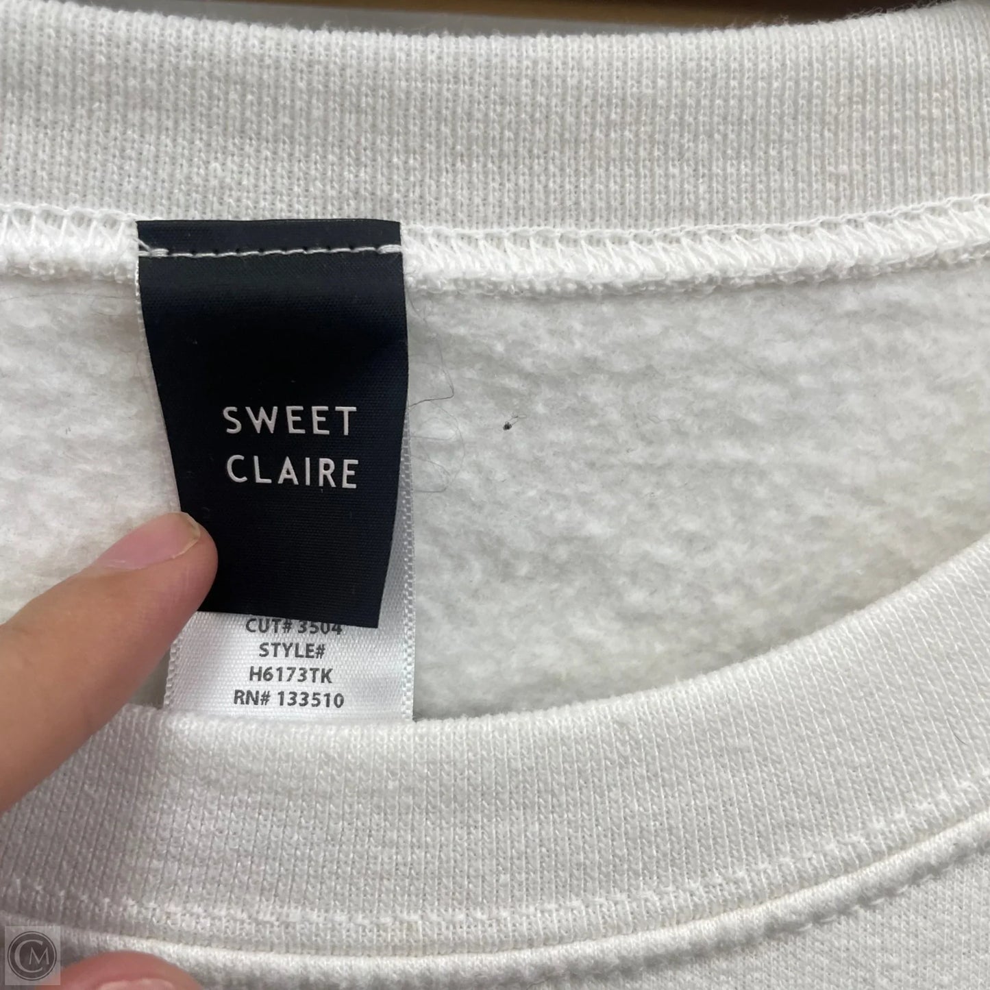 Sweatshirt Crewneck By Sweet Claire In Ivory, Size: M
