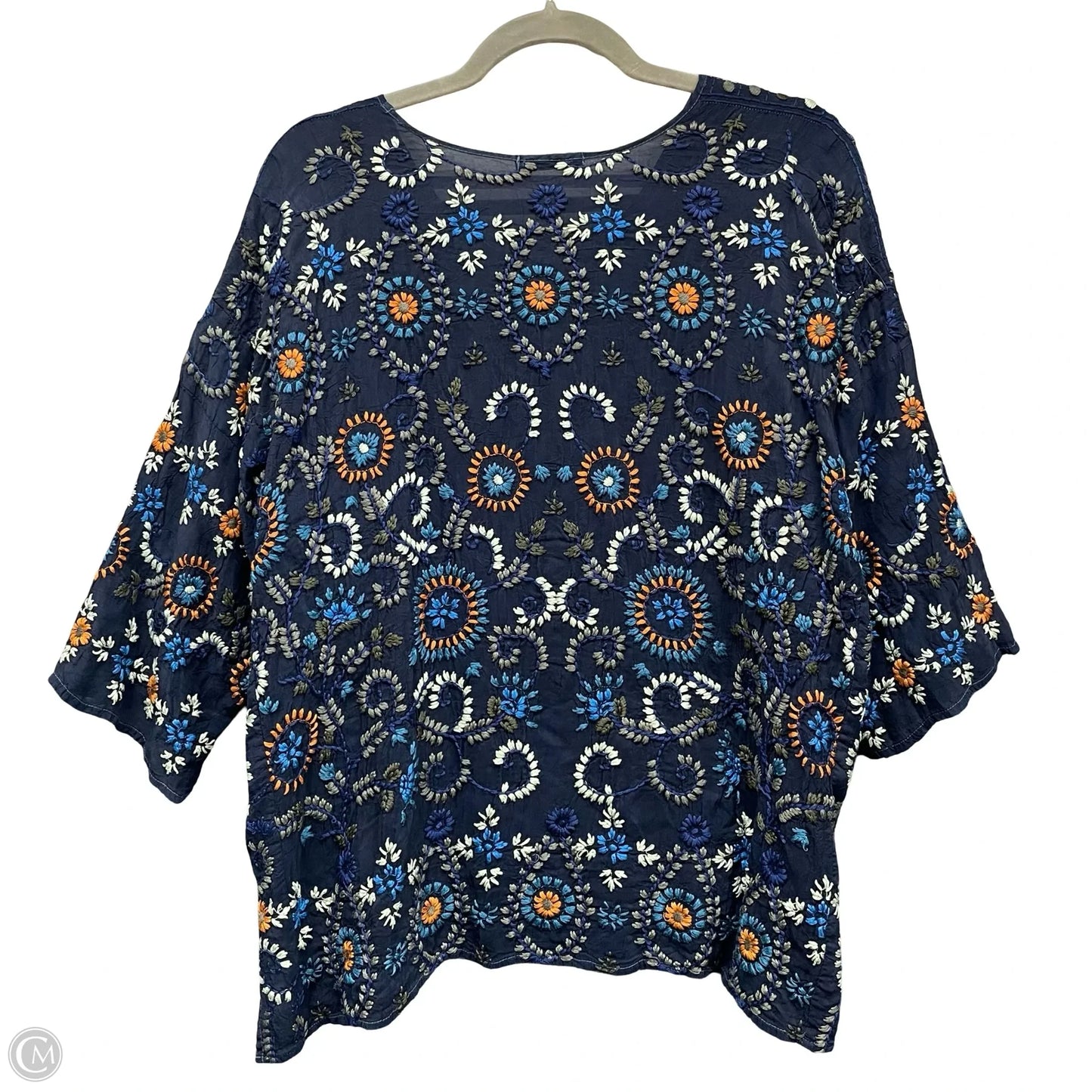 Top Short Sleeve By Johnny Was In Blue & Orange, Size: M